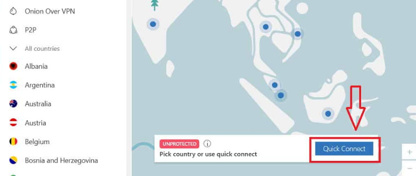 Bấm Quick Connect ở ô màu xanh để tiếp tục